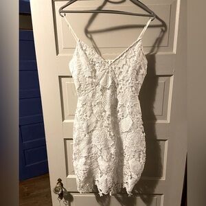 White lace mini dress